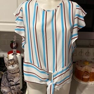 Z womens Monteau casual Stripes regular size blouse XL. EUC